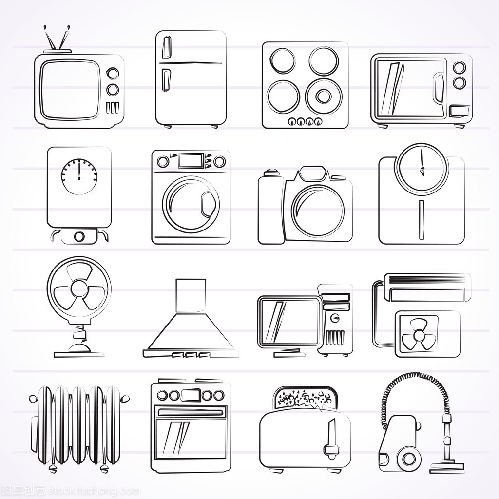 家電及電子產品圖標 現代家居的視覺語言